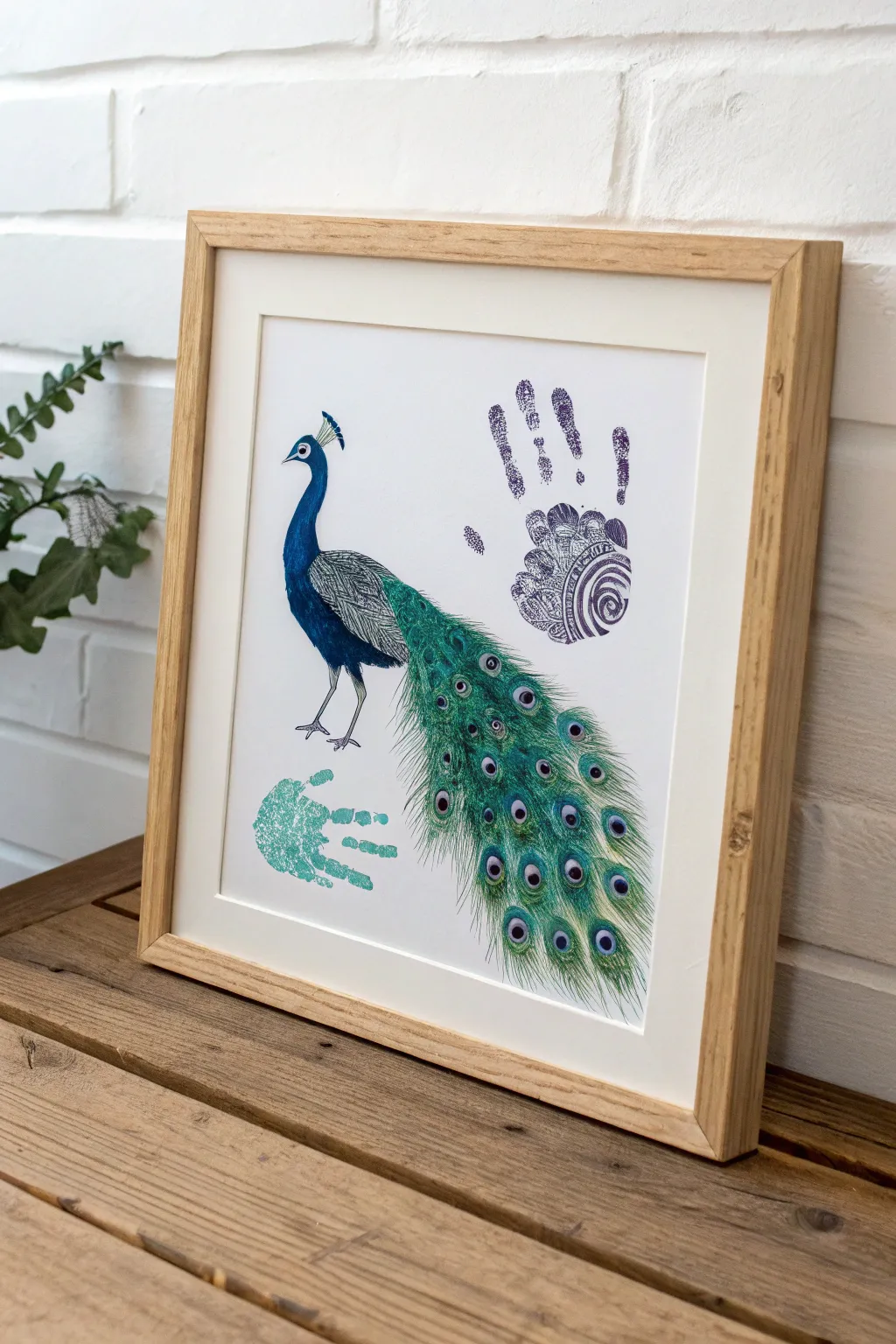 Transform handprints into a beautiful peacock masterpiece—perfect for a touch of personal charm and elegance in any space.
