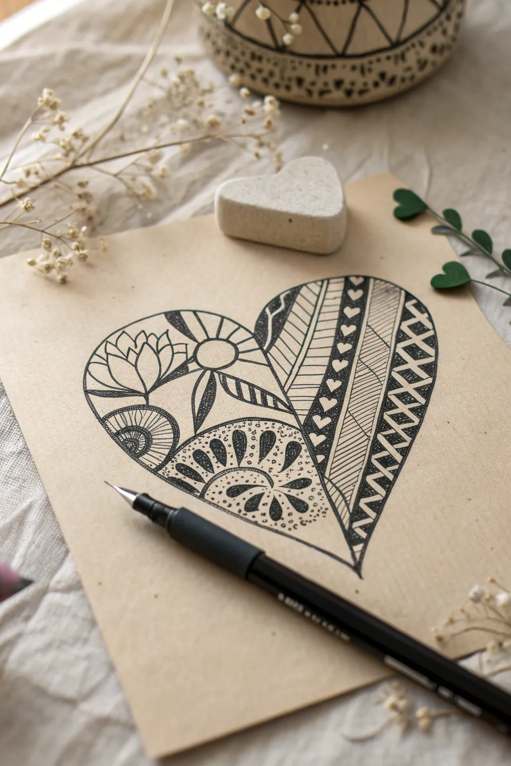 Find tranquility in the art of Zentangle – each heart a masterpiece of creativity and calm.