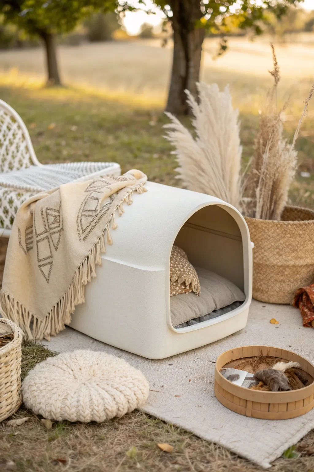 Stay cozy this winter with a chic and warm snuggle pod for your feline friends. Embrace simplicity and comfort!
