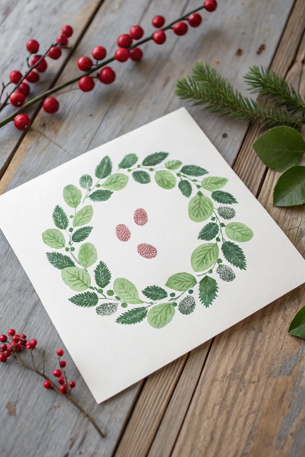 Crafting Christmas Memories: A Fingerprint Wreath Card for a Personal Touch