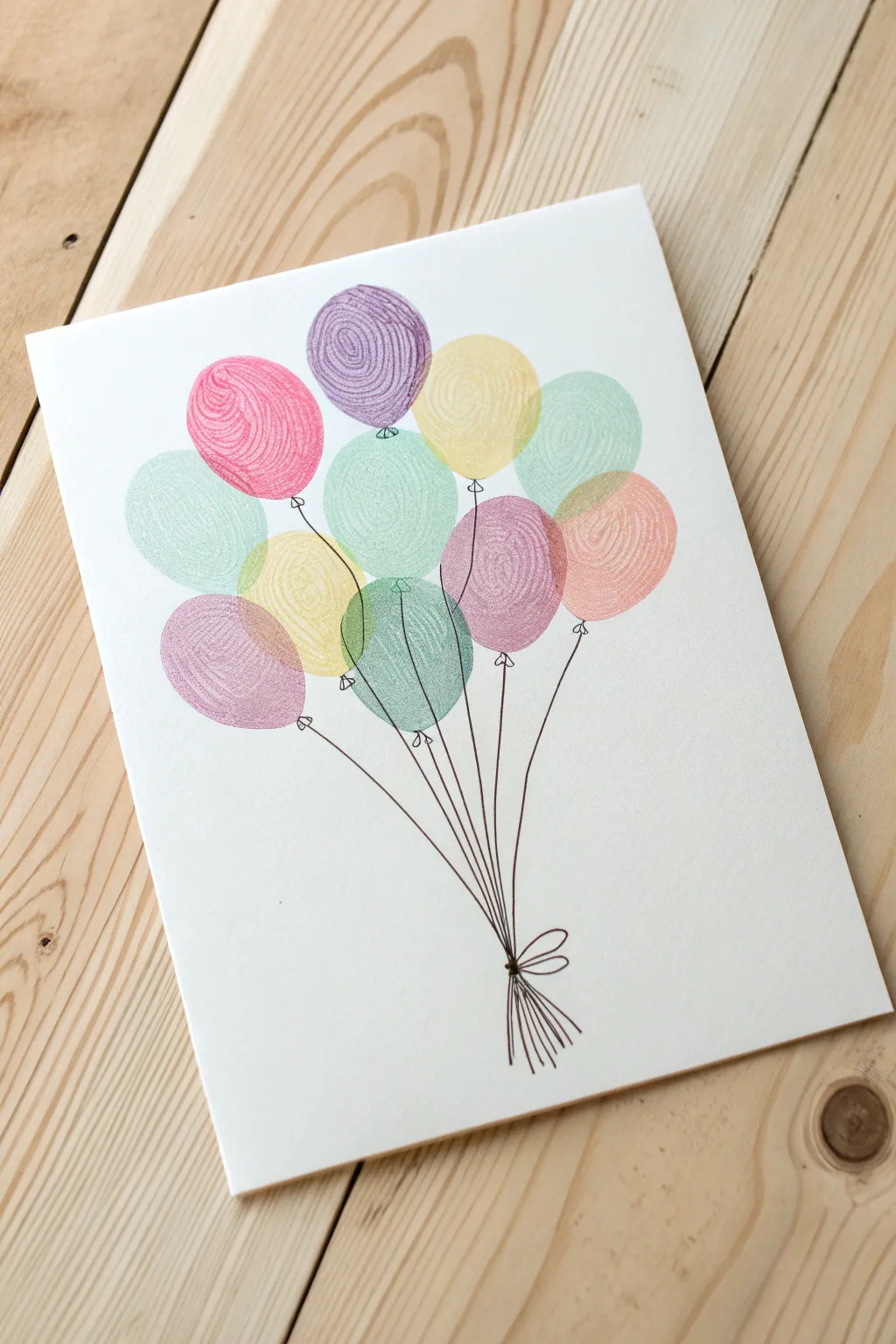Crafted with love: A unique fingerprint balloon bouquet card that brings joy to any birthday celebration.