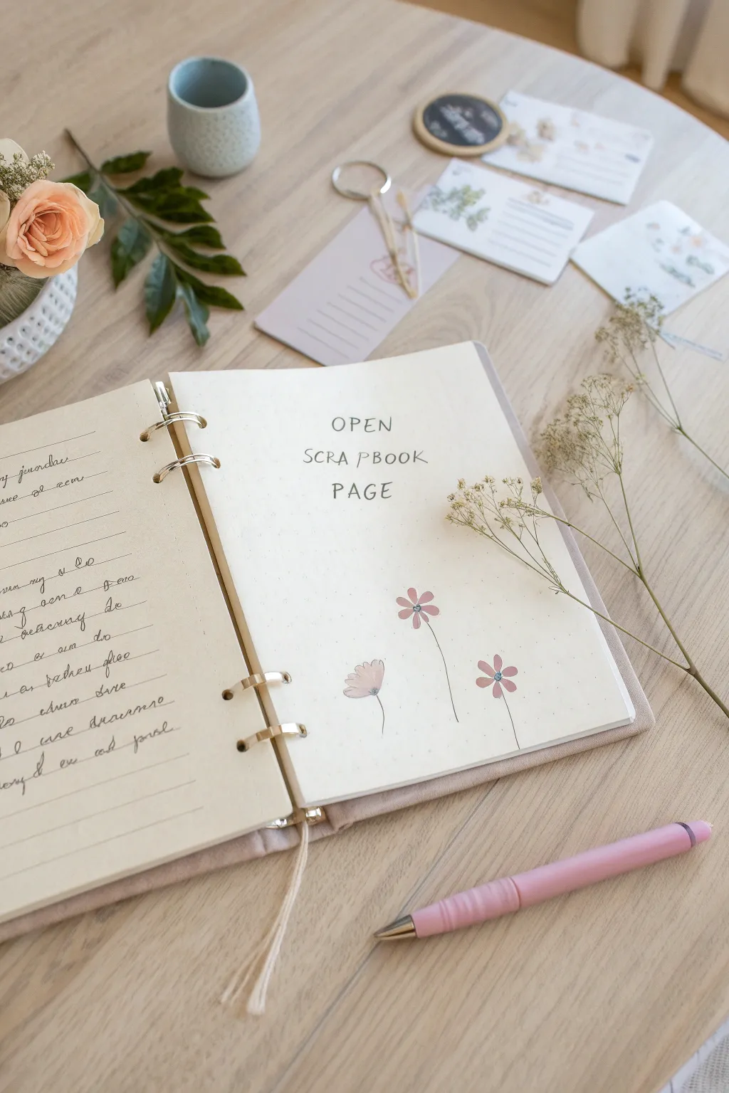 Capture your love story with personalized handwritten notes that add warmth and charm to your scrapbook.