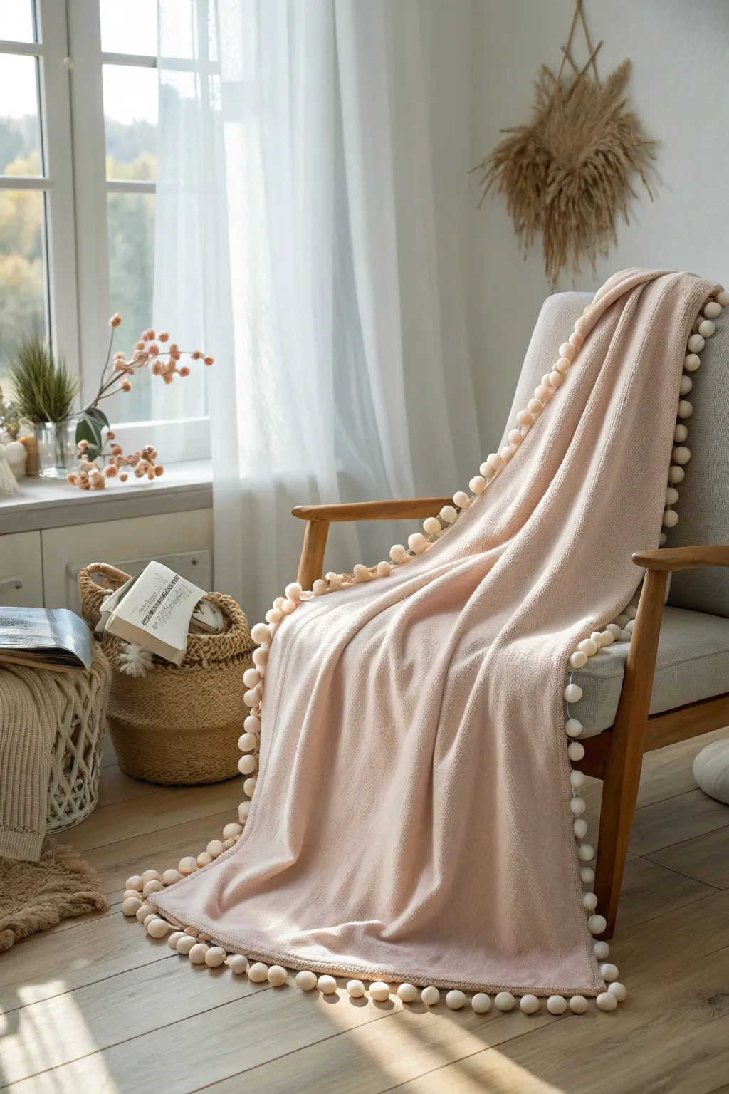 Add a touch of whimsy to your space with a playful pom-pom edge. Perfect for cozy Scandinavian minimalism with a Boho twist!
