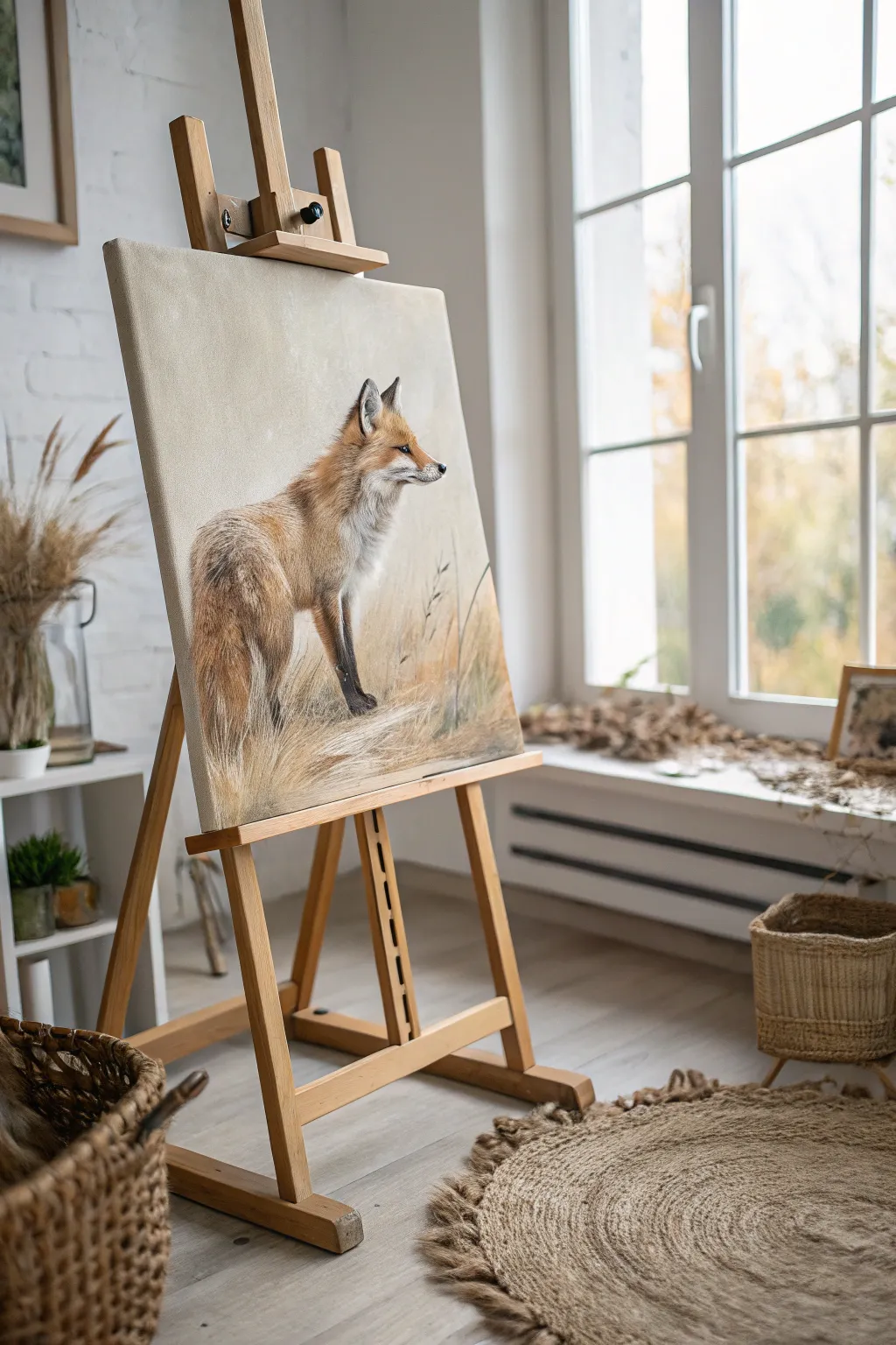 Capture the essence of simplicity and elegance with this minimalist fox painting, perfect for your artistic journey.