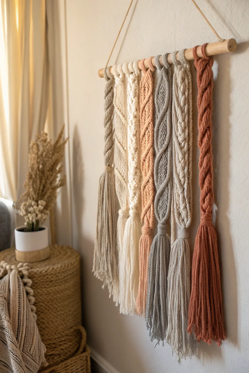 Add a touch of boho elegance to your home with this easy-to-make yarn wall hanging craft.