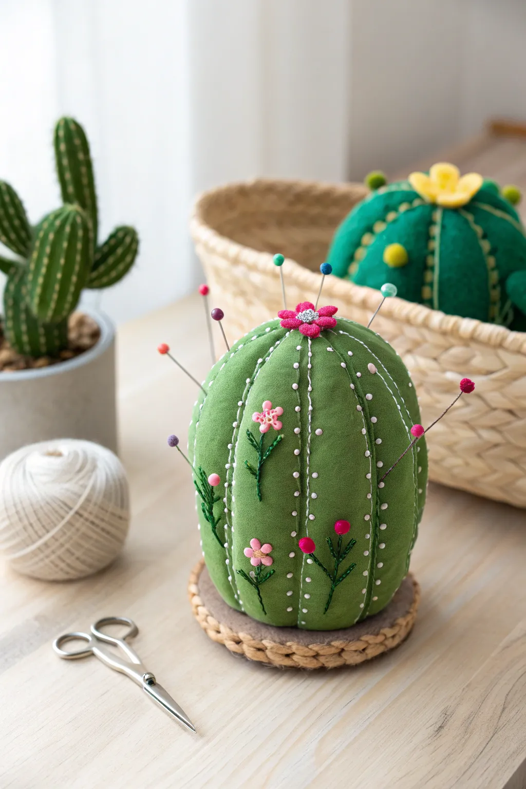 Add a playful twist to your sewing space with this charming cactus pincushion!