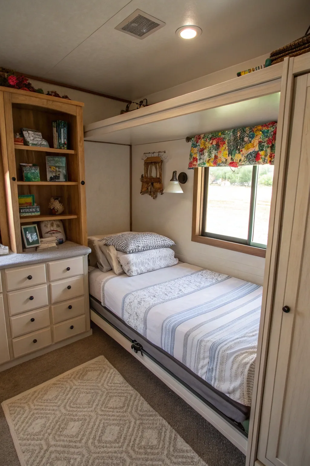 Murphy bed providing extra floor space.