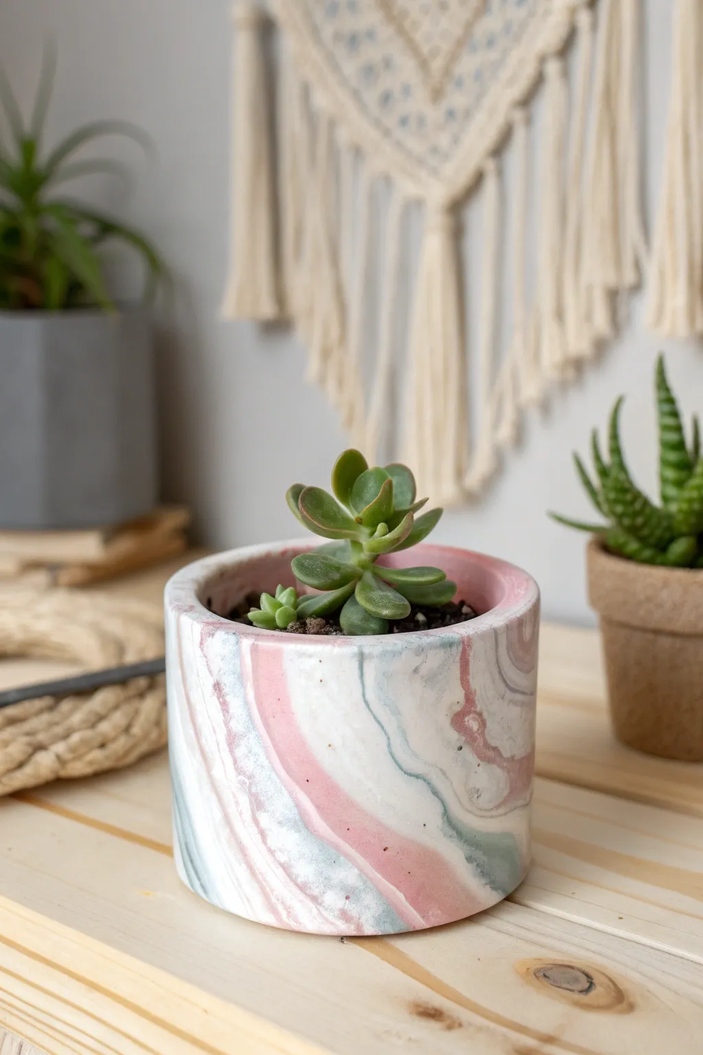 Craft your own marbled clay planter and let your friendships blossom with style and simplicity.