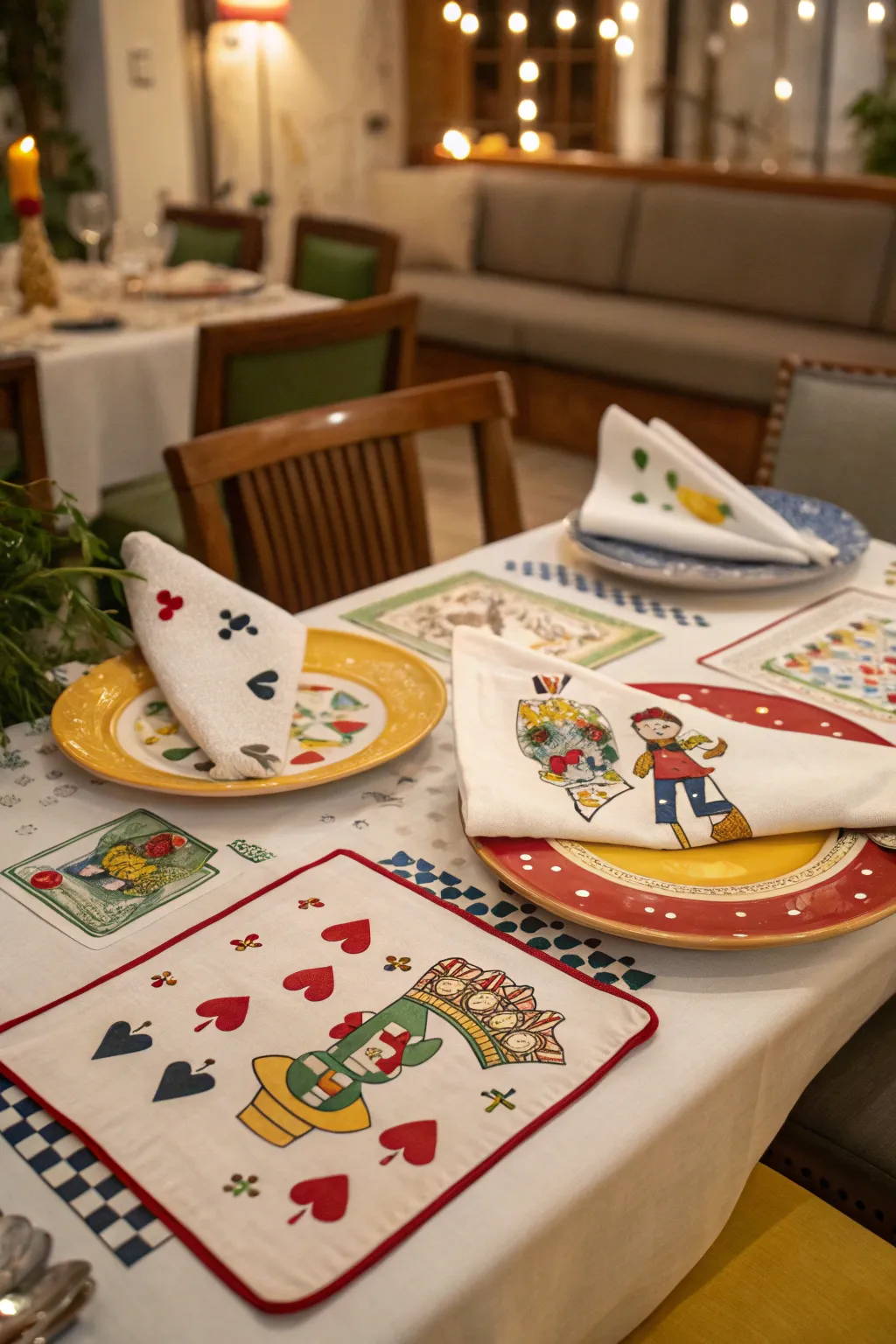 Themed tableware subtly enhances your game night decor.