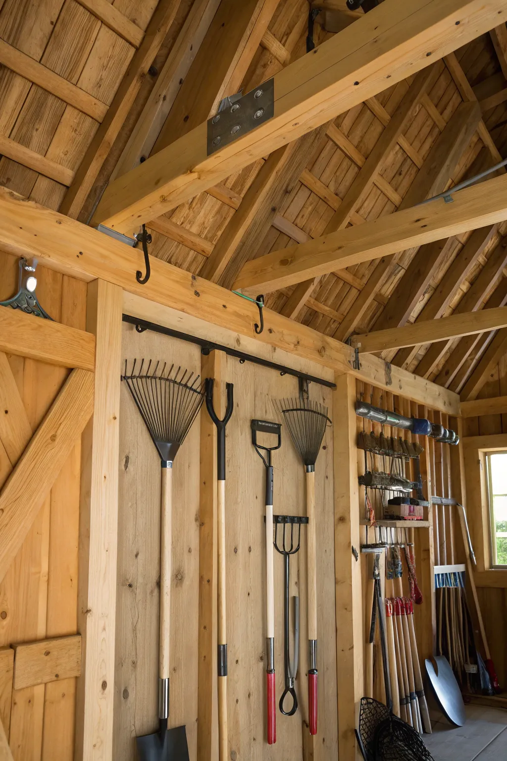 Elevate your garage storage with handcrafted hooks for a tidy and stylish tool display.