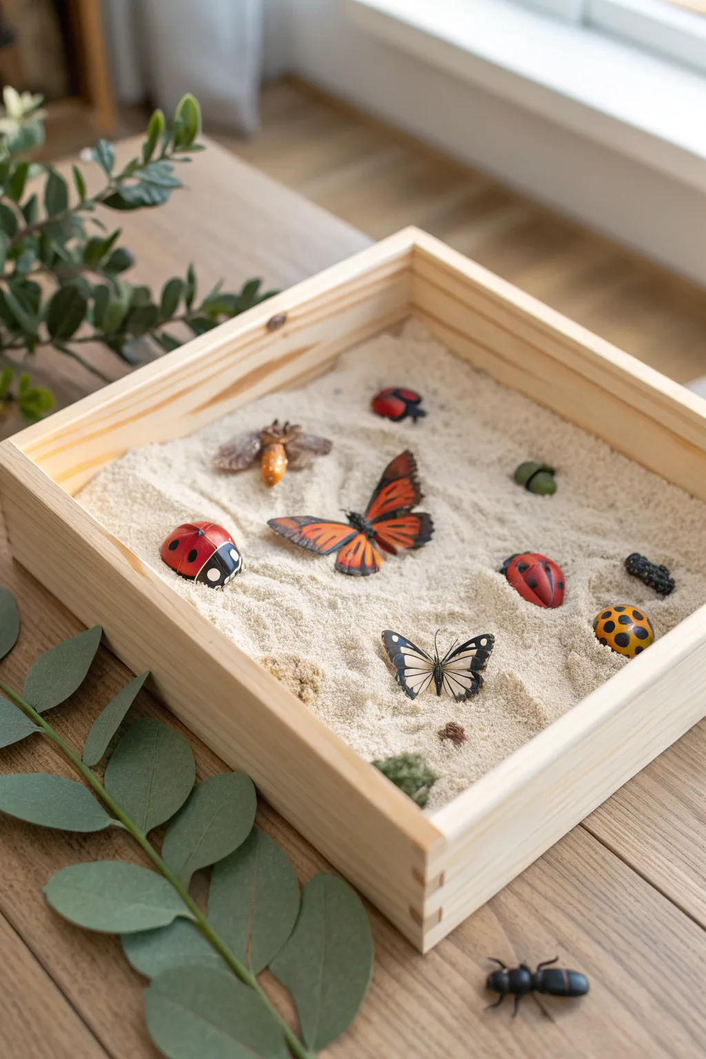 Discover the magic of nature with a 'Bug Adventure' sensory bin—where minimalist charm meets playful exploration.