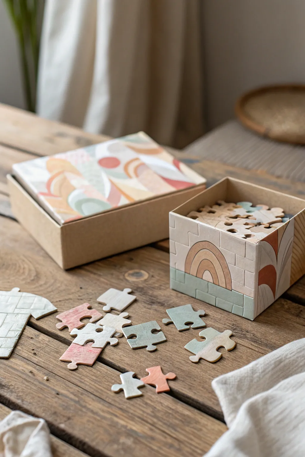 Crafting joy: a personalized puzzle for a heartfelt get well soon gift.