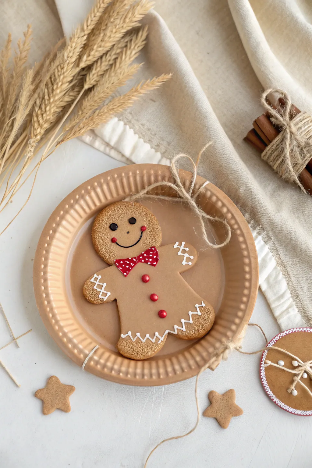 Craft your own holiday joy with a minimalist paper plate gingerbread man!