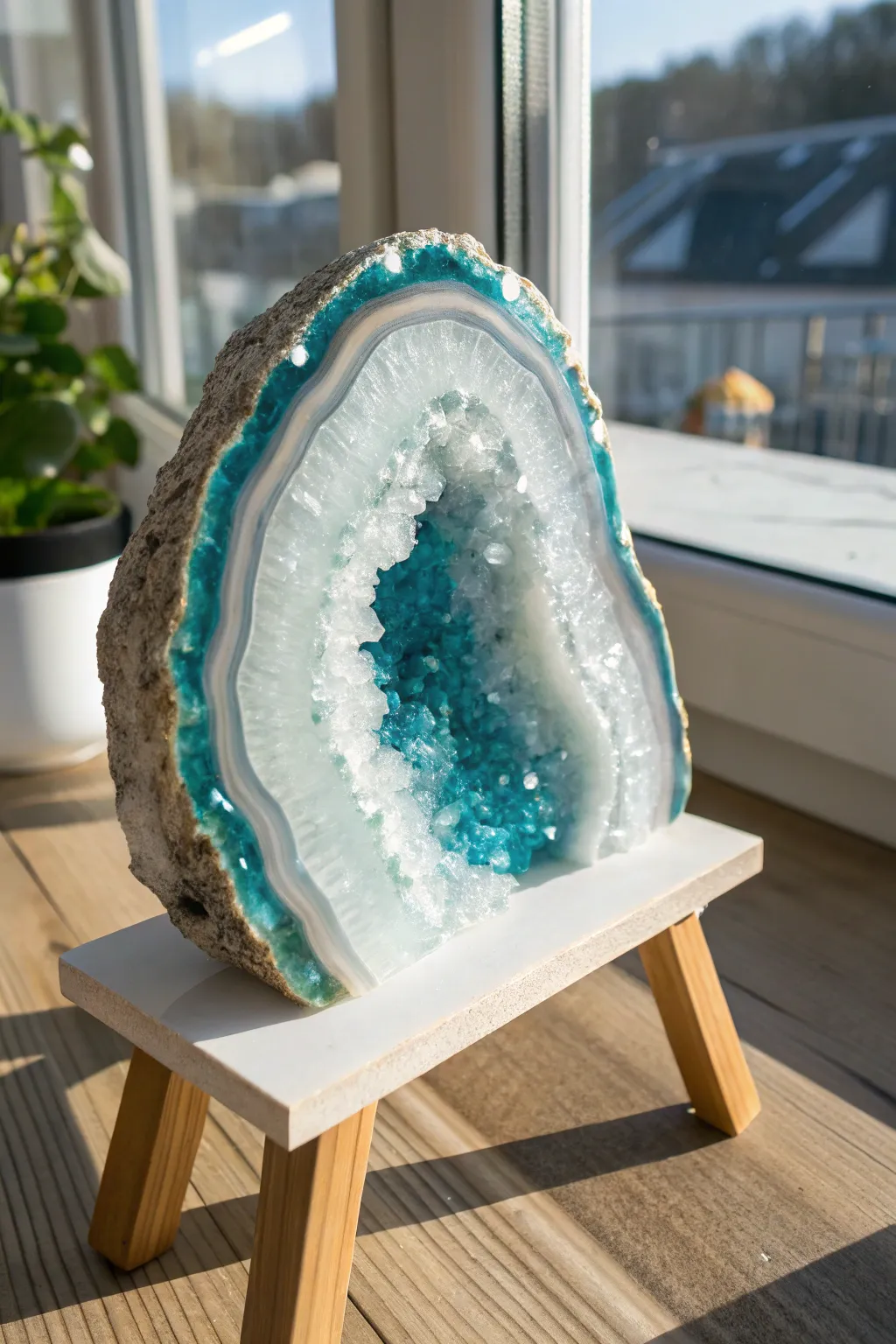 Discover the tranquil beauty of geode glass art, where light and craftsmanship unite.
