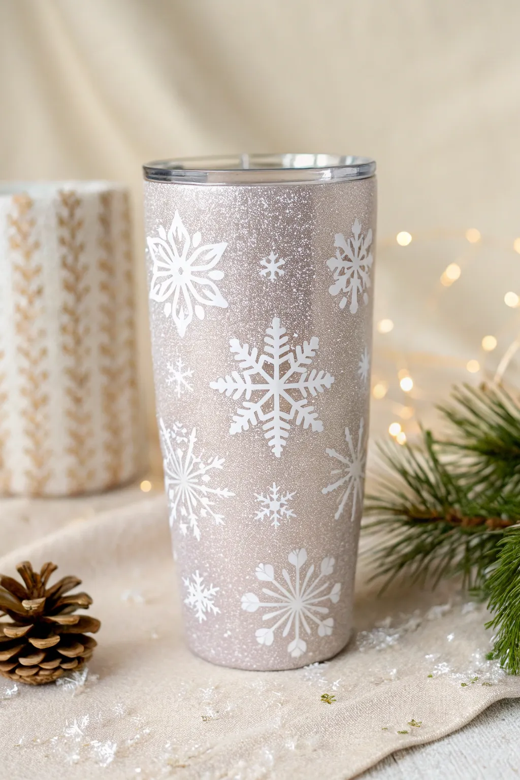 Embrace the magic of winter with a touch of sparkle and simplicity.