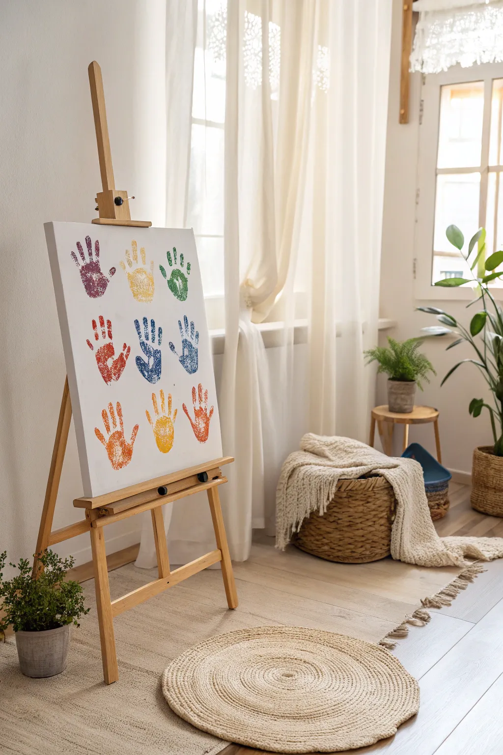 Celebrate creation with a touch of creativity and craftsmanship. 🌿🎨 #FamilyArt #HandprintCreation