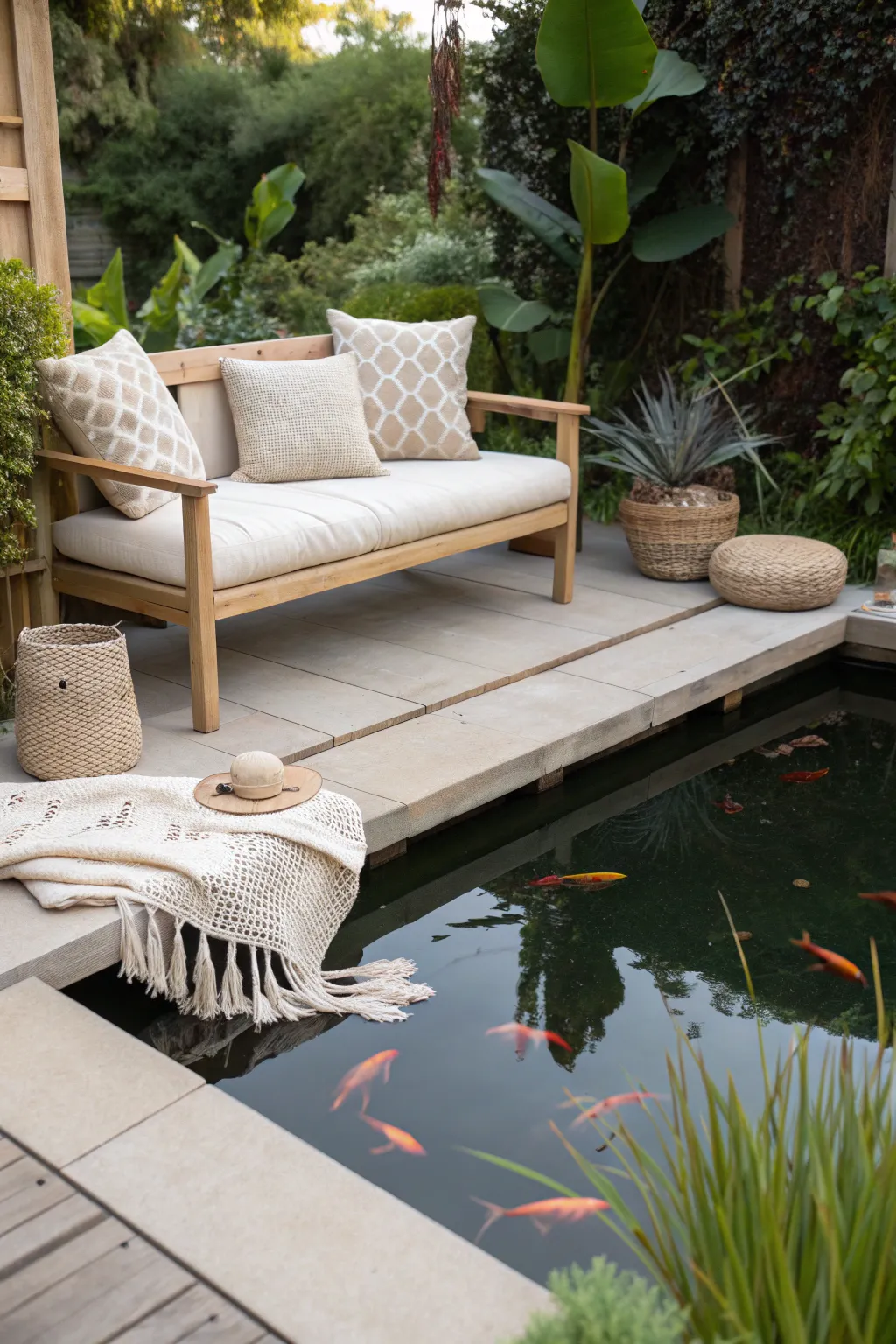 Find peace in simplicity: a serene spot to sip coffee and watch the world swim by.
