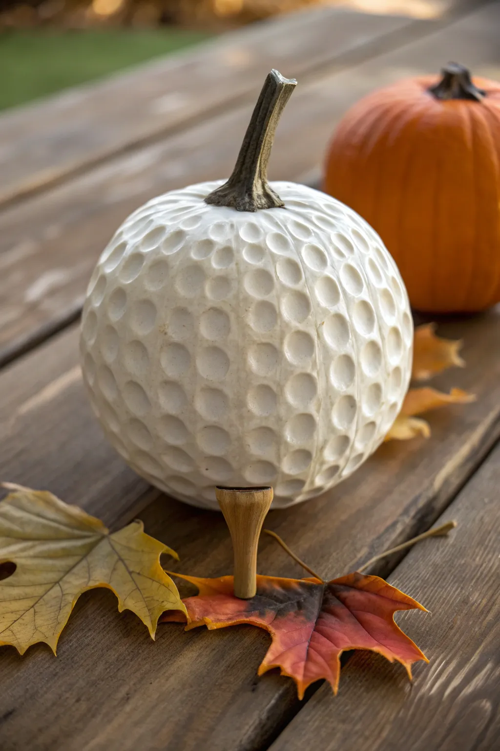 Elevate your autumn decor with a golf-inspired pumpkin centerpiece.