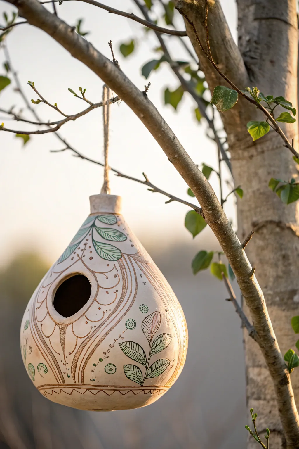Invite nature into your garden with this charming gourd birdhouse, a perfect blend of minimalist elegance and natural beauty.
