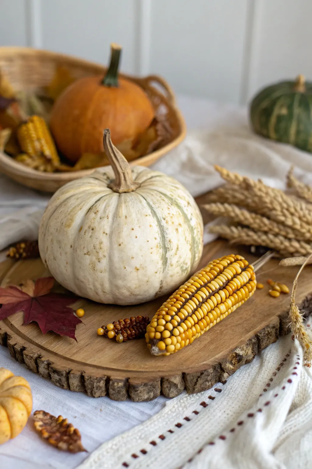 Embrace the season's bounty with a stunning gourd and veggie display, perfect for adding a touch of natural elegance to your home.