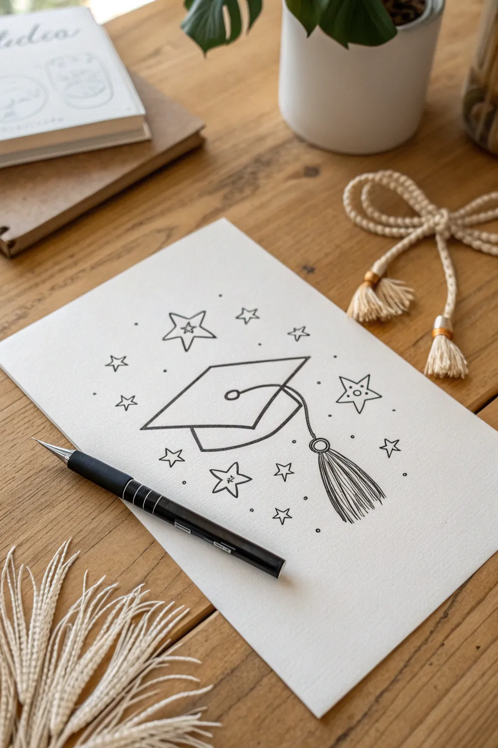 Celebrate your achievements with a touch of starry magic in your drawings. 🌟✨ #MinimalistArt #GraduationSketch