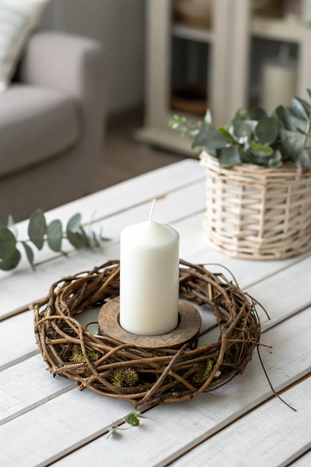 Embrace simplicity and warmth with this handcrafted grapevine candle holder.