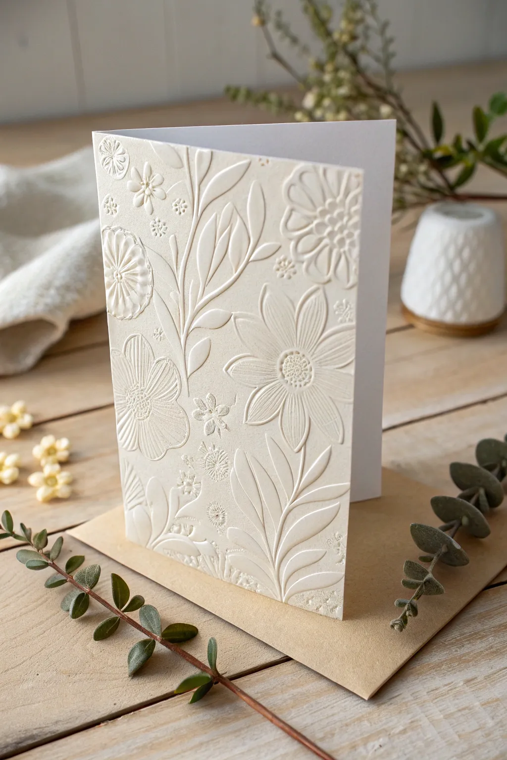 Discover the magic of texture with embossed elegance in your greeting cards.