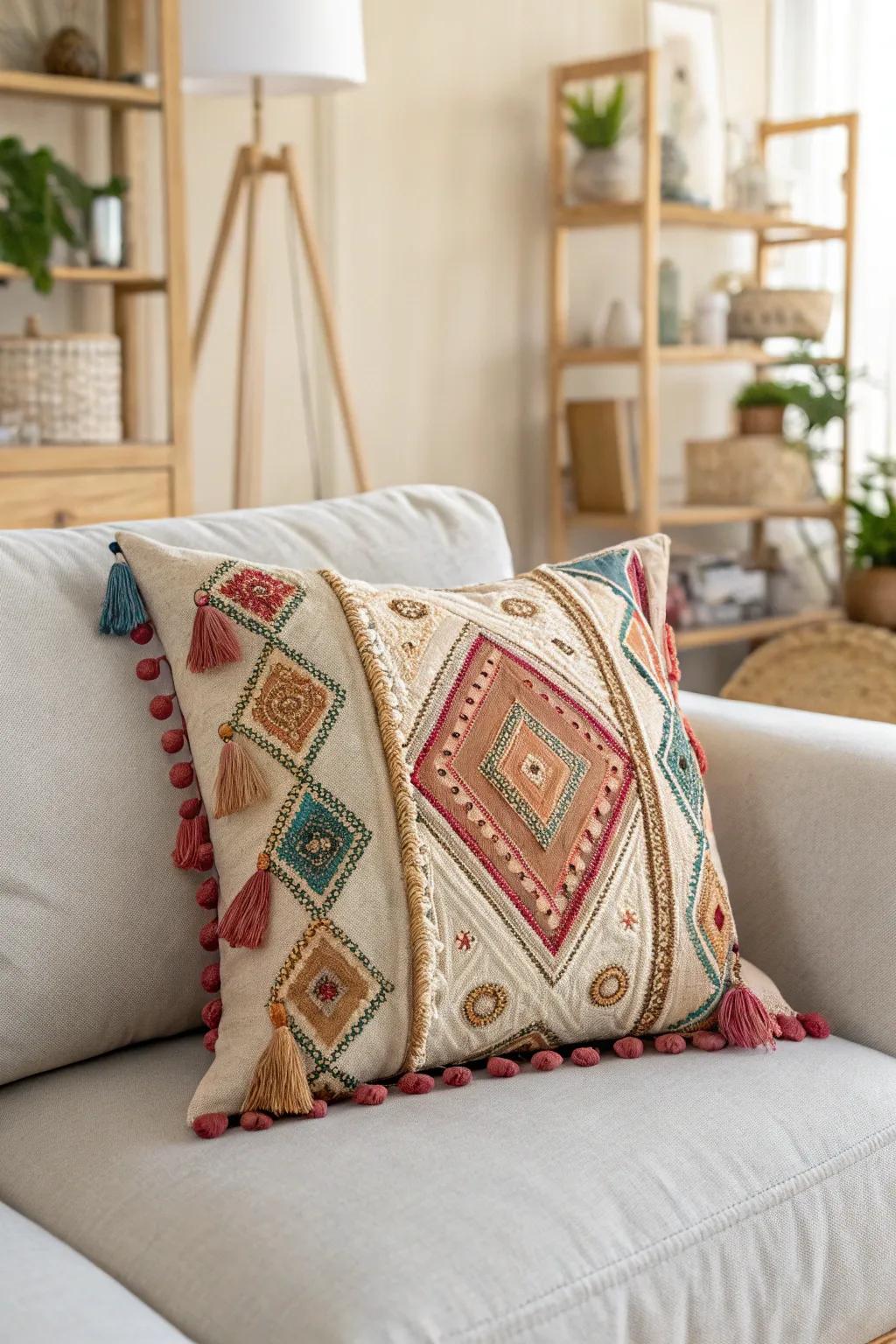 Transform your space with the perfect boho pillow—a touch of vibrant craftsmanship for your minimalist haven.