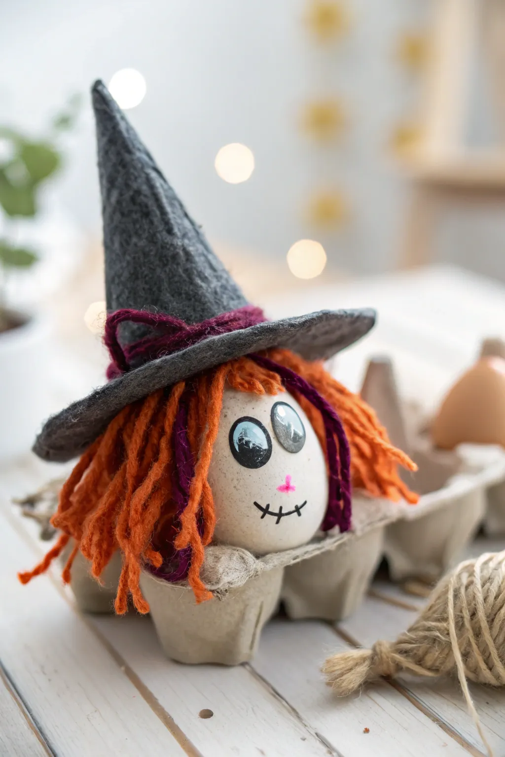 Bring Halloween magic to life with these charming egg carton witch puppets!