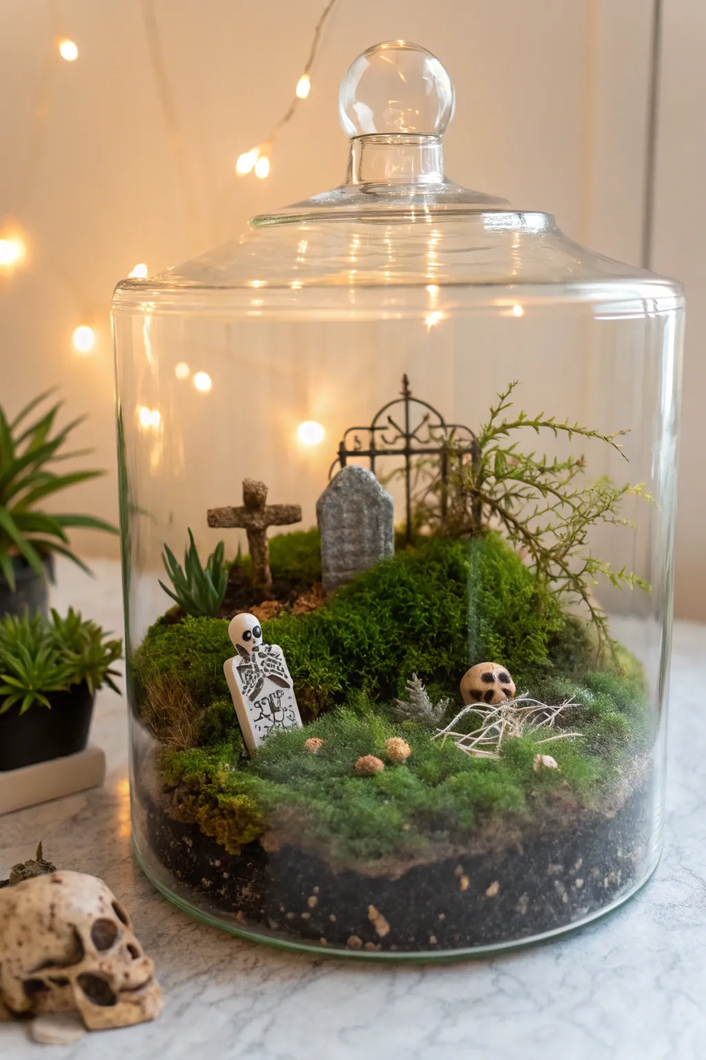 Craft a hauntingly beautiful world with this minimalist haunted terrarium.