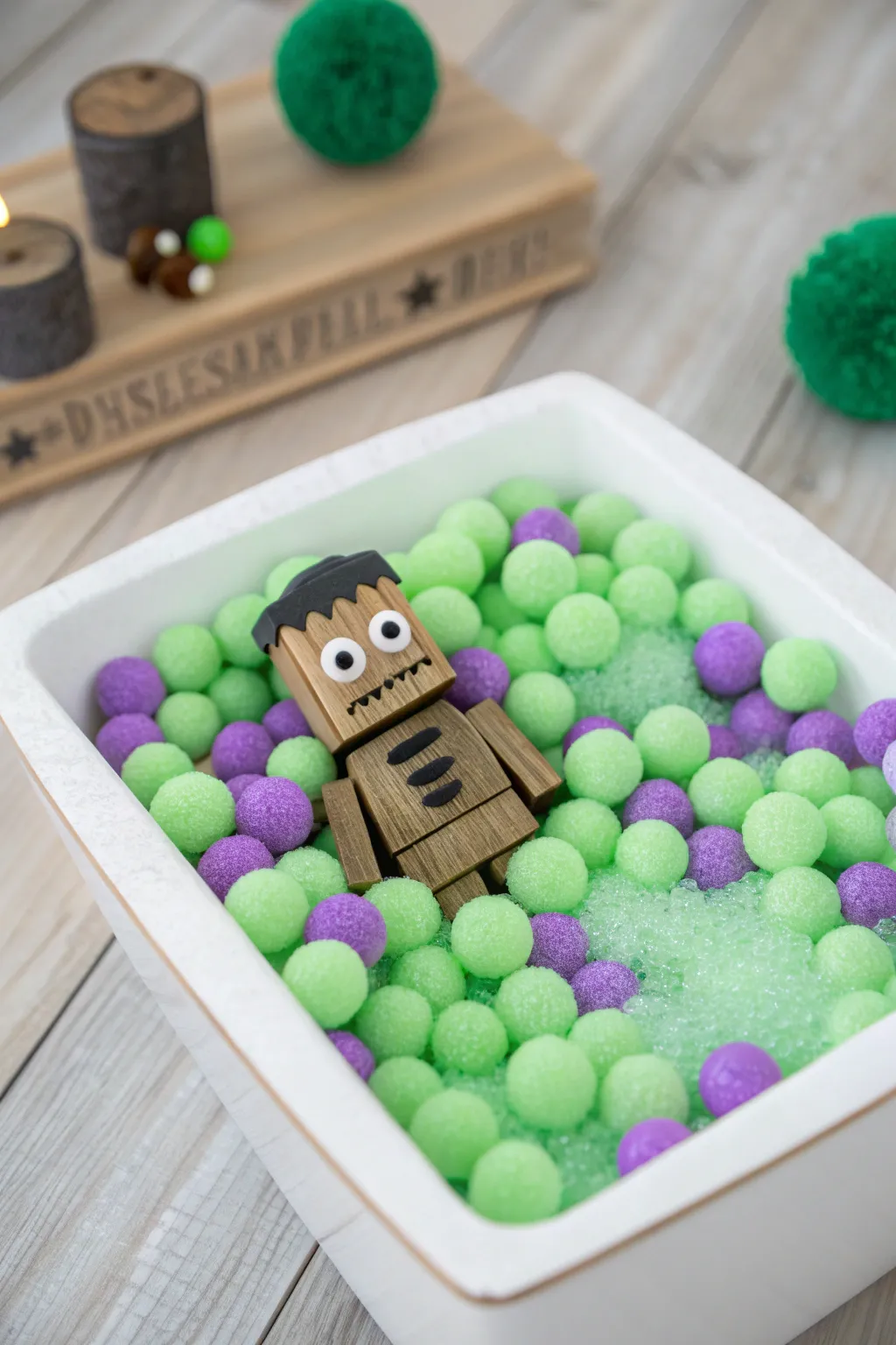 Dive into Frankenstein's Foam Party for a sensory delight that combines minimalist charm with playful textures.