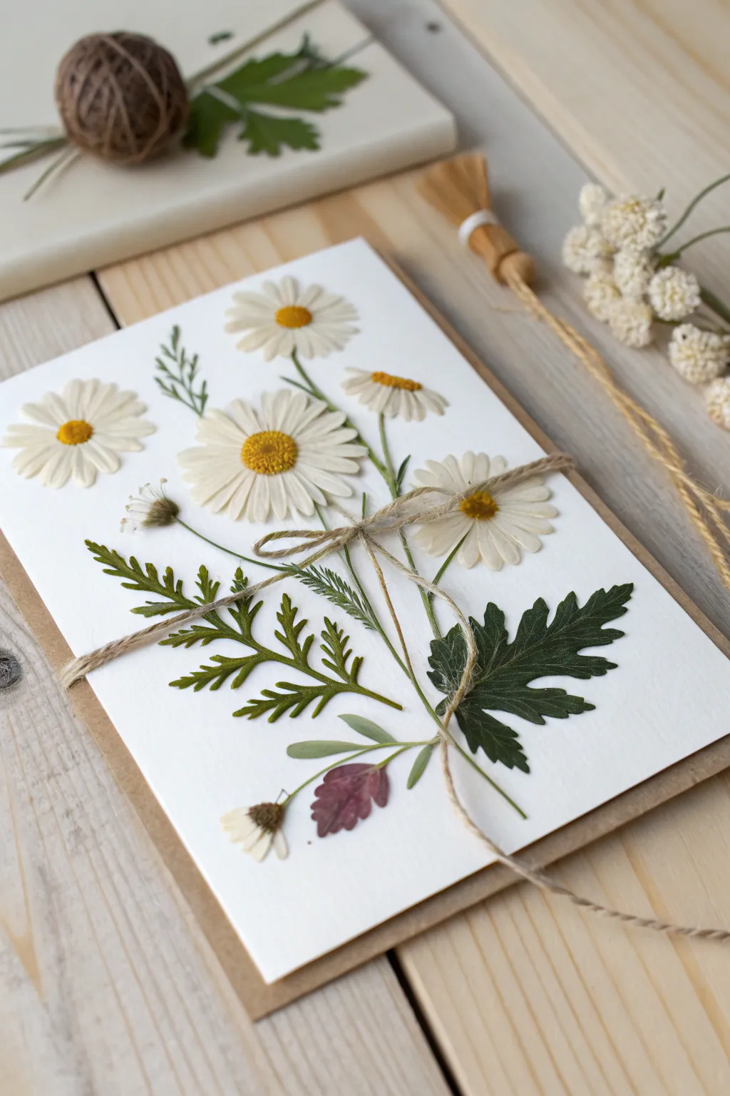 Celebrate friendship with the timeless beauty of pressed flowers on a handmade card.