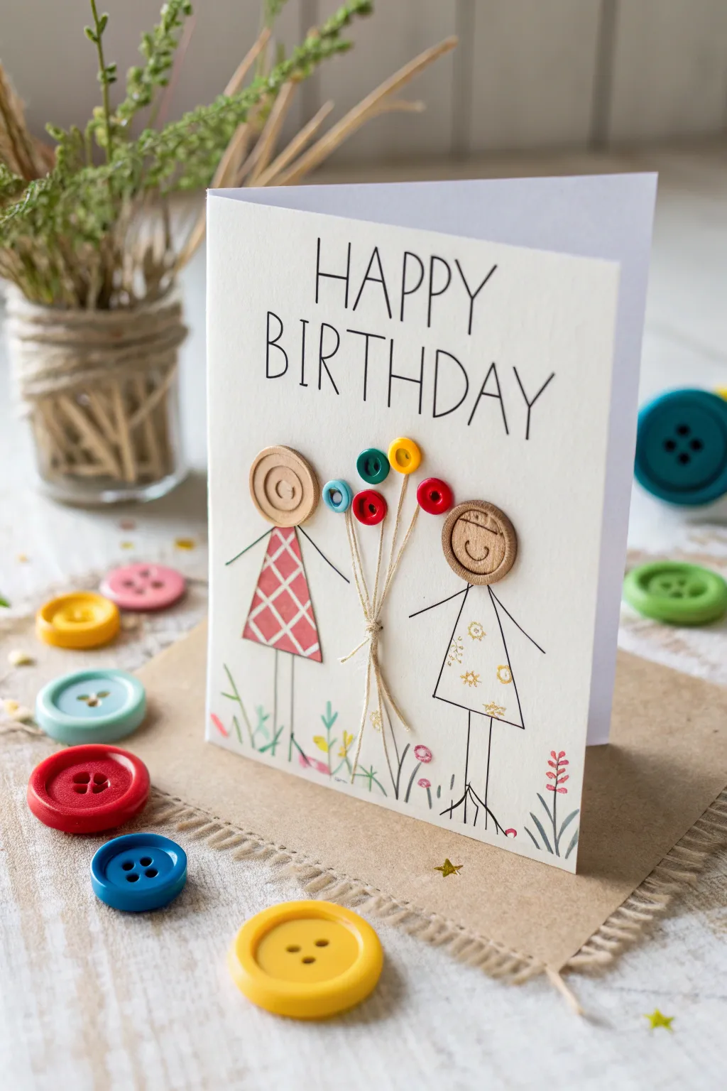 Craft a smile with minimalist charm: Button Head Cards for kids' birthdays!