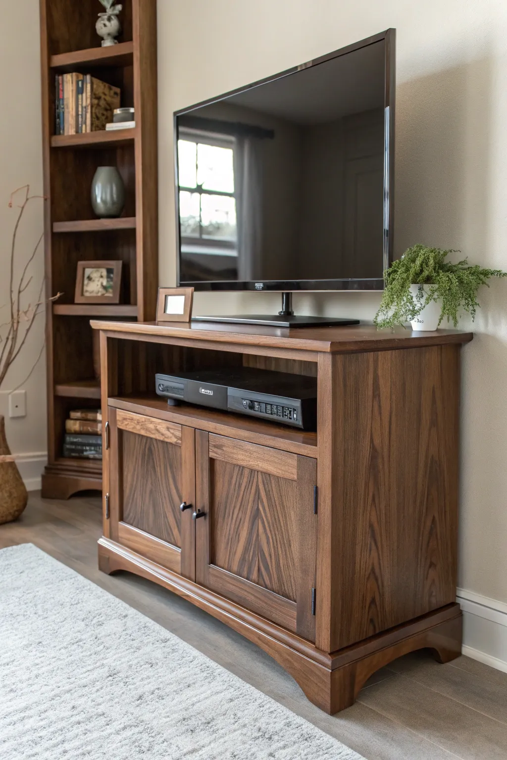 Transform wasted space into a stylish focal point with this handcrafted corner TV stand.