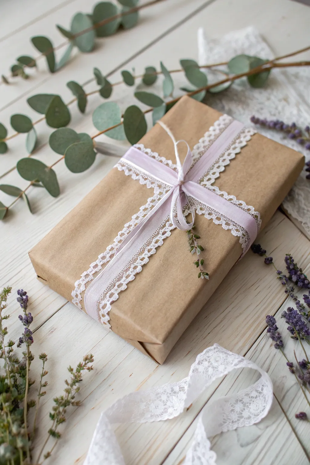 Elevate your gift-giving with the simple elegance of lace and fabric.