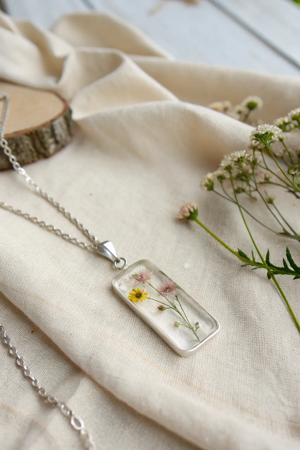 Nature's Elegance Captured in Resin: A minimalist's dream in wearable art.
