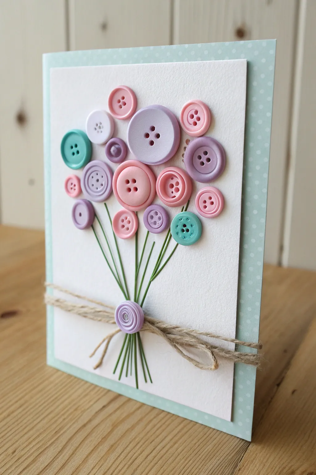 Celebrate with a touch of creativity: A button bouquet card that's personal and charming.