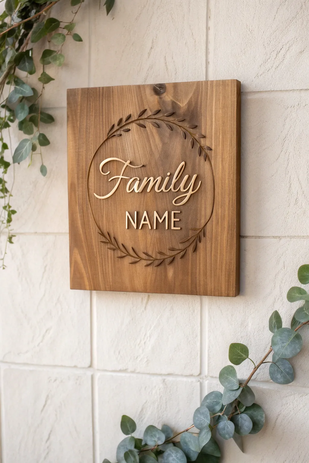 Elevate your entryway with a personalized family name sign that blends Scandinavian simplicity with boho charm.