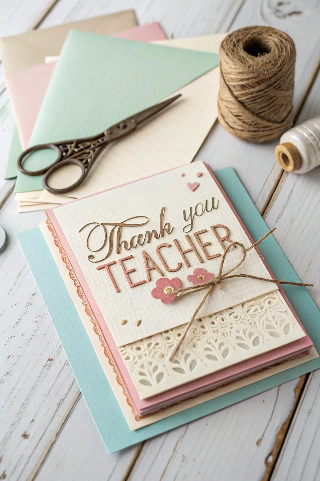 Layered Love: A heartfelt, handcrafted thank you card that speaks volumes through its layers and textures.