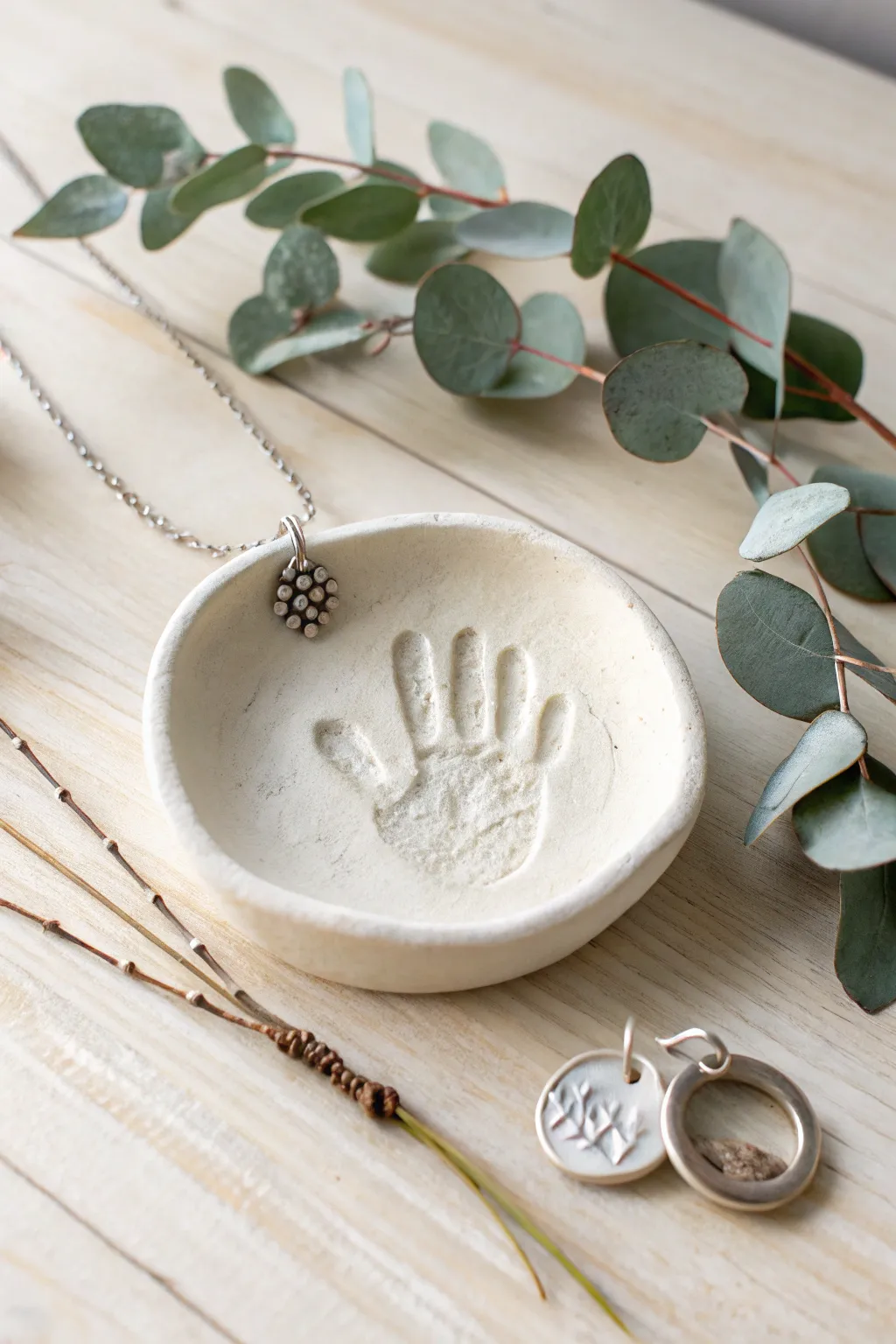 Cherish every moment with a handprint jewelry dish that holds memories as precious as the treasures it keeps. 🌿✨ #MothersDayCrafts #HandmadeWithLove
