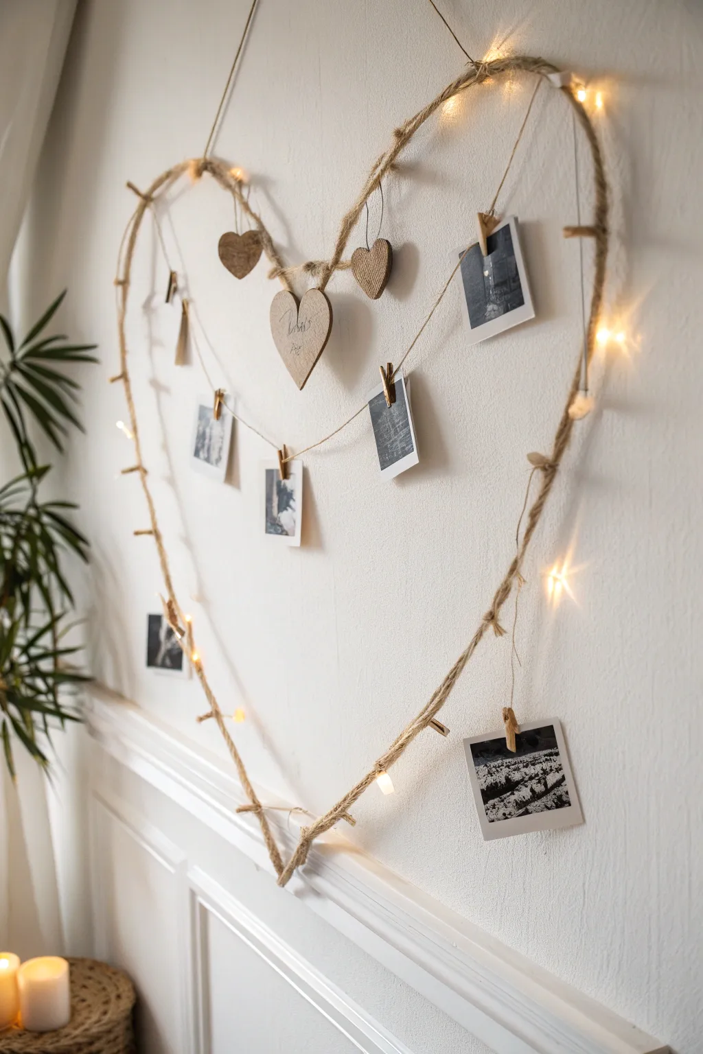 Add a touch of love to your space with heart-shaped photo garlands.