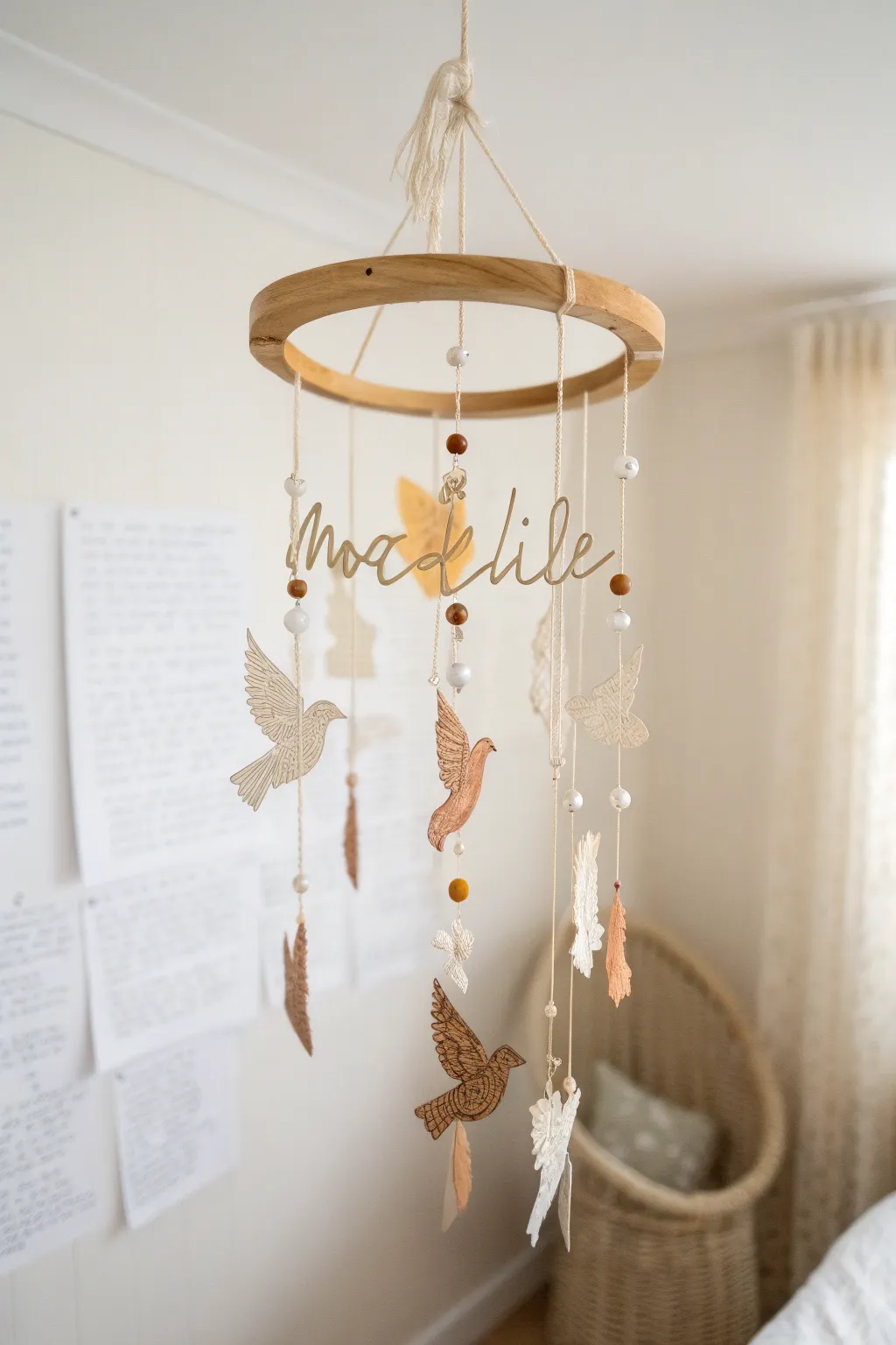 Embrace the gentle movement of the Spirit with this beautifully crafted Holy Spirit Mobile, blending minimalist elegance with spiritual symbolism.