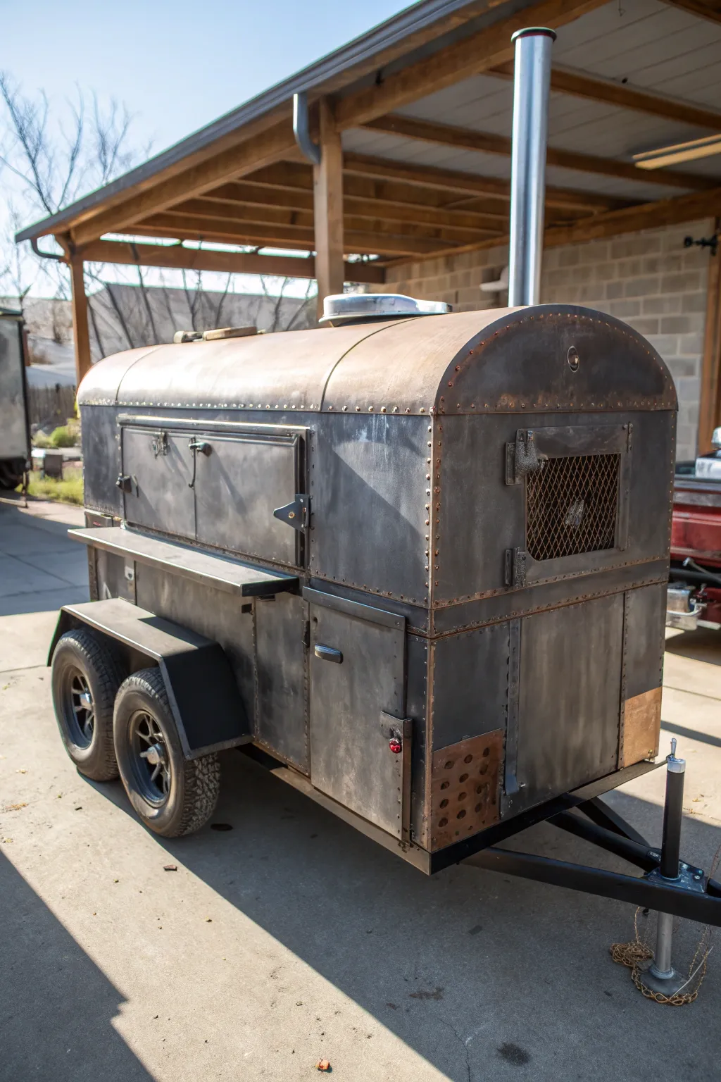Craftsmanship meets sustainability: A BBQ trailer built with character and recycled metal.