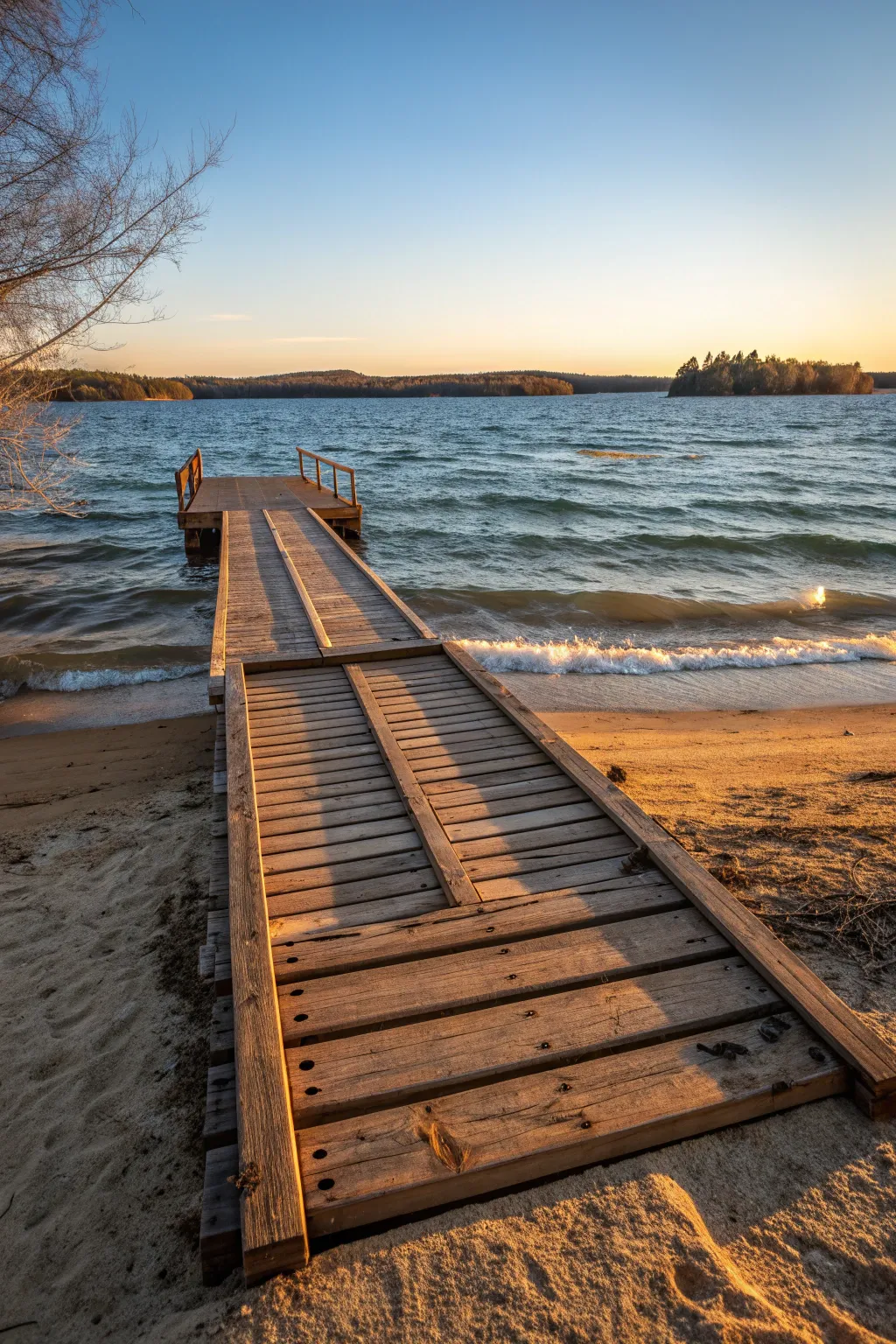 Craft Your Perfect Getaway: A Handcrafted Boat Ramp with a Stunning Lakeside View.