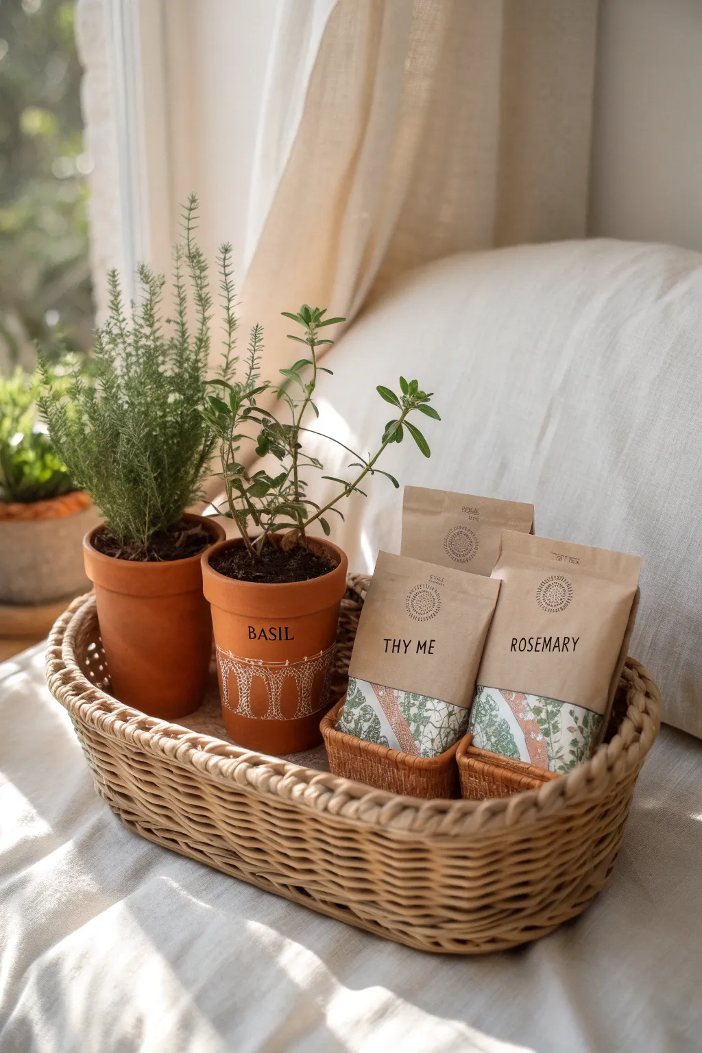 Inspire a budding gardener with this charming herb garden starter basket, perfect for adding a touch of nature to any windowsill!