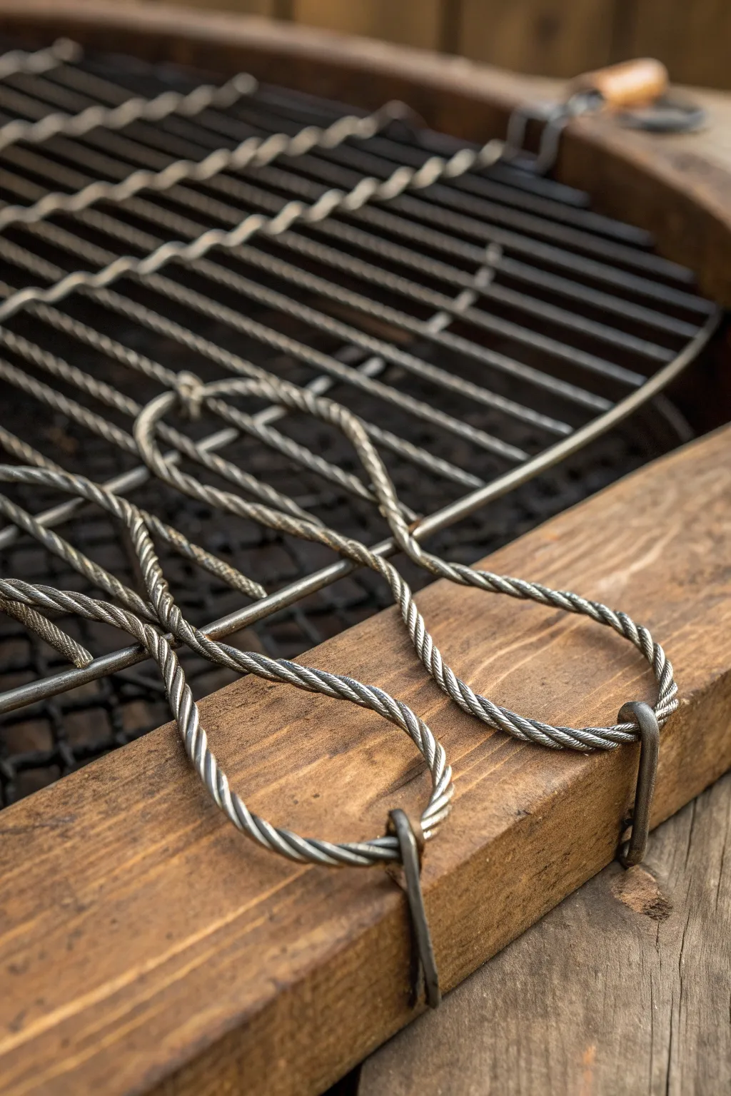 Transforming coathangers into a rugged grill grate for your next outdoor adventure.