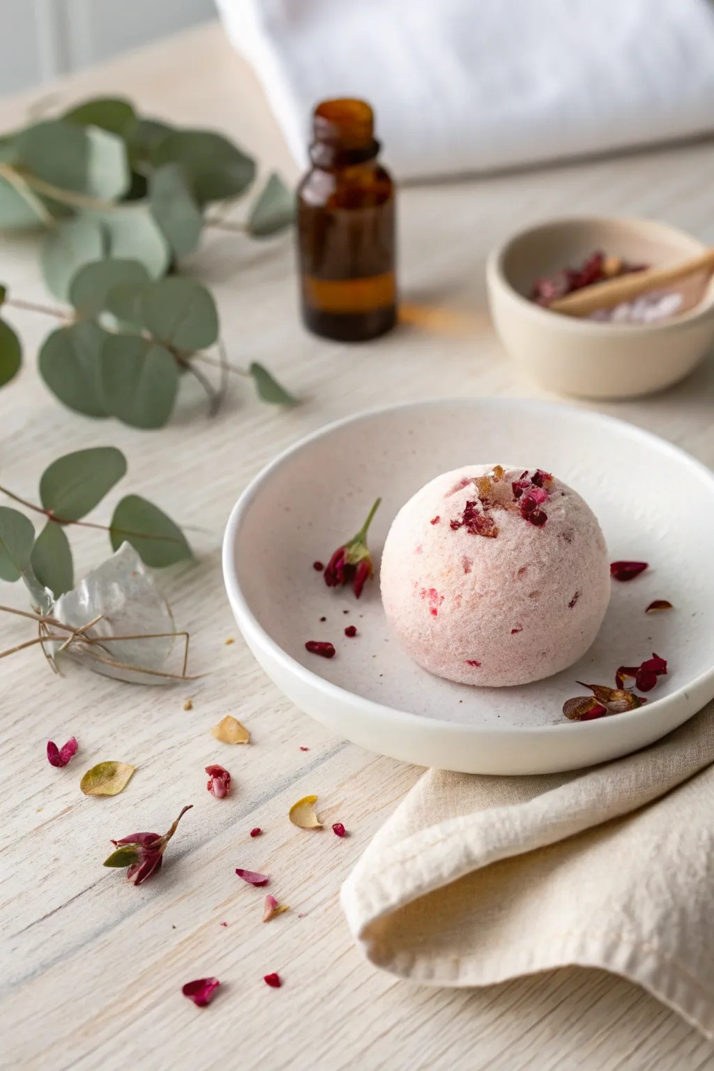 Indulge in romance with a handcrafted love potion bath bomb. Perfect for a serene soak.
