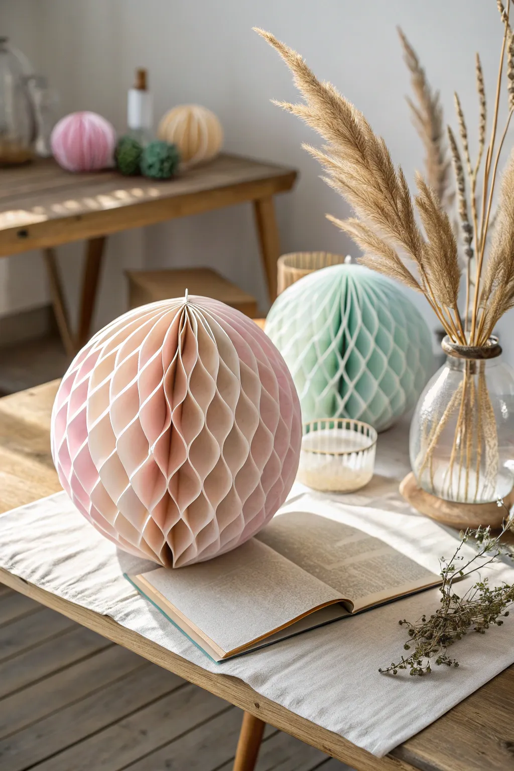 Elevate your table decor with this stunning 3D honeycomb centerpiece, a perfect blend of minimalist elegance and boho charm.