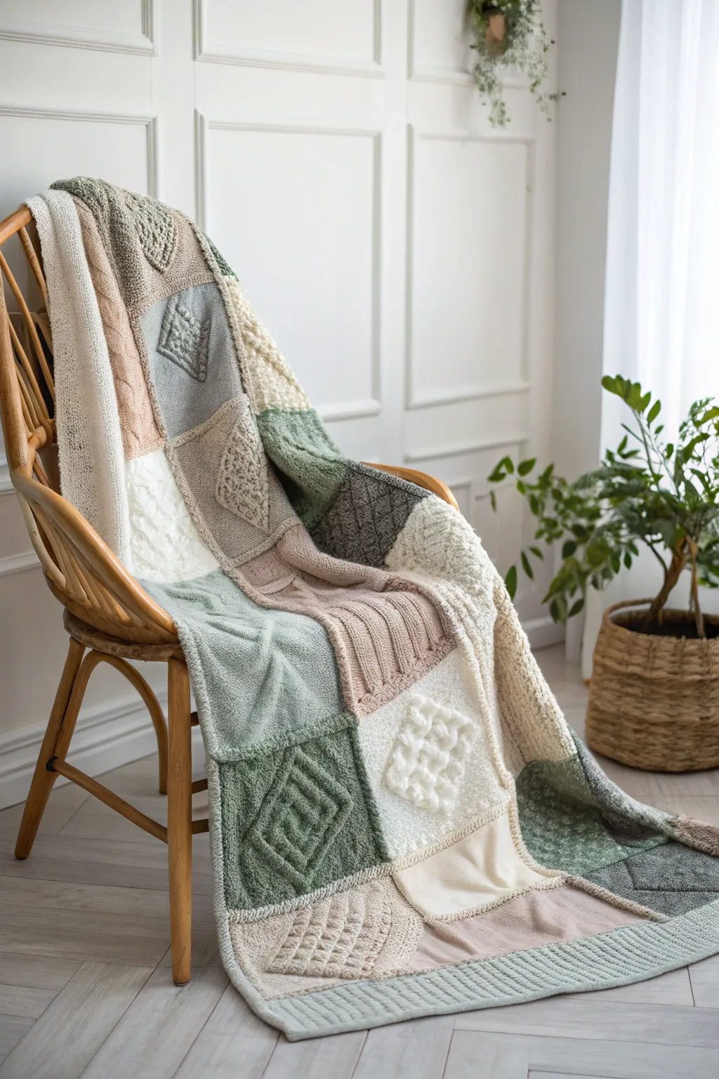 Transform your old sweaters into a cozy patchwork masterpiece that adds charm and warmth to any room. #UpcycleMagic #ScandiBoho