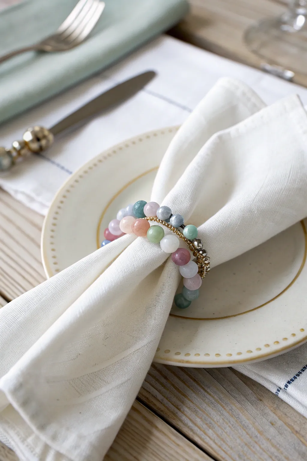 Add a touch of handcrafted elegance to your table with these customizable beaded napkin rings.